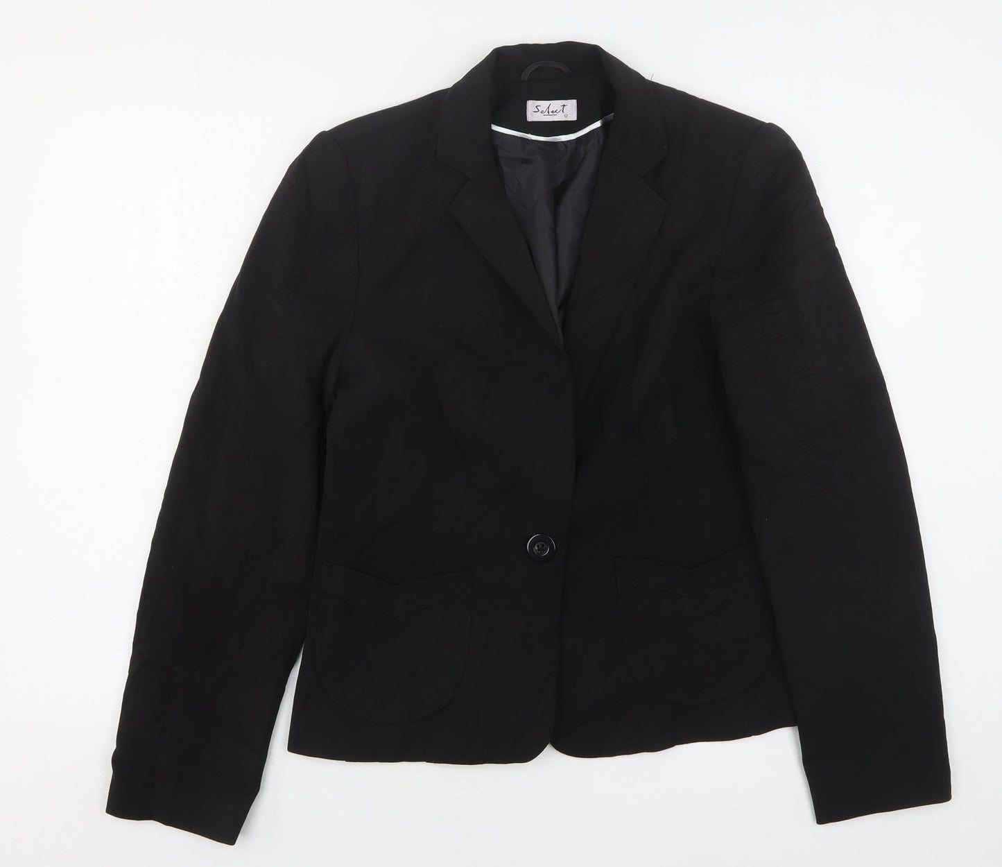 Select Womens Black  Polyester Jacket Suit Jacket Size 12