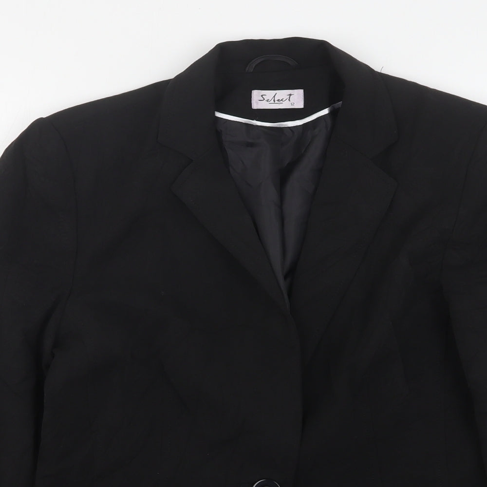 Select Womens Black  Polyester Jacket Suit Jacket Size 12