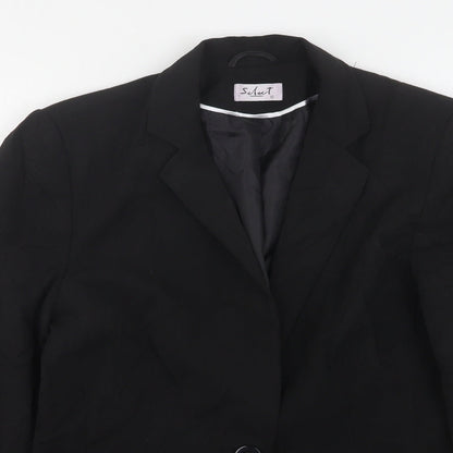 Select Womens Black  Polyester Jacket Suit Jacket Size 12