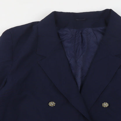 Preworn Womens Blue  Polyester Jacket Suit Jacket Size 18