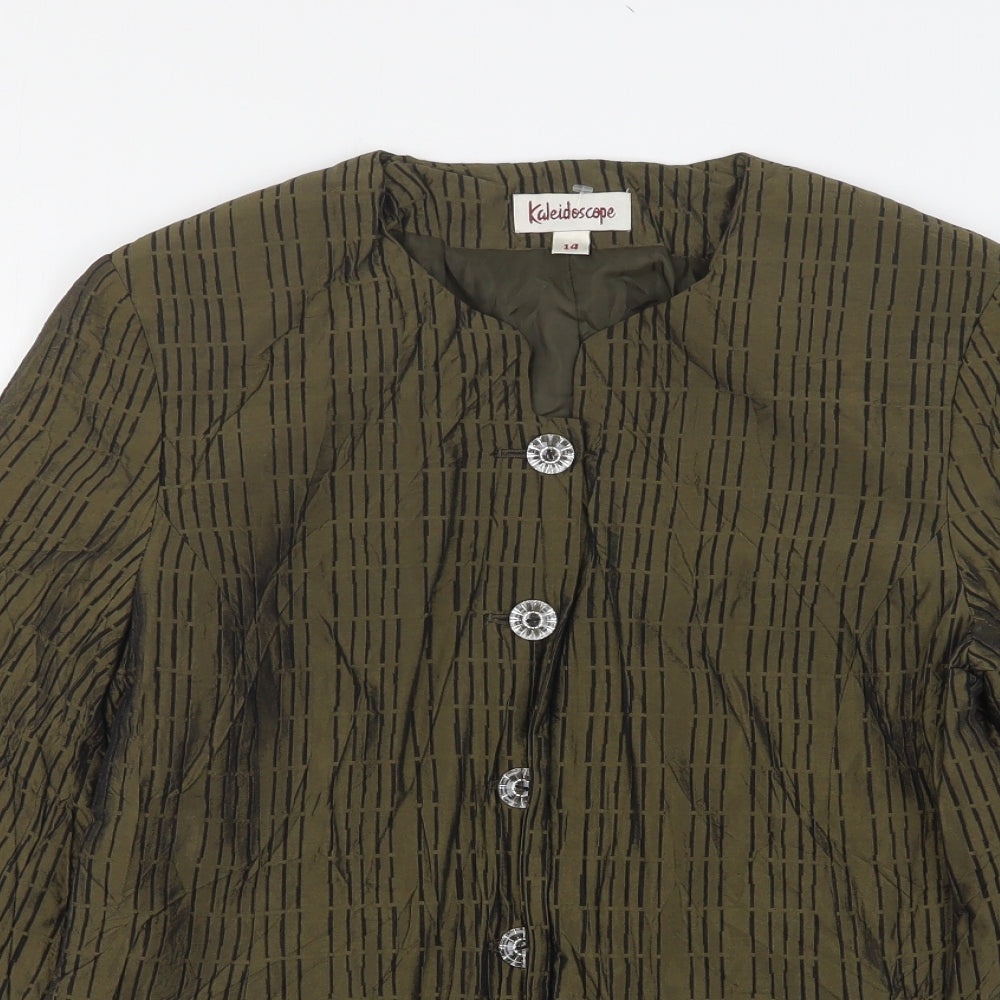 Kaleidoscope Womens Green Striped Silk Jacket Suit Jacket Size 14