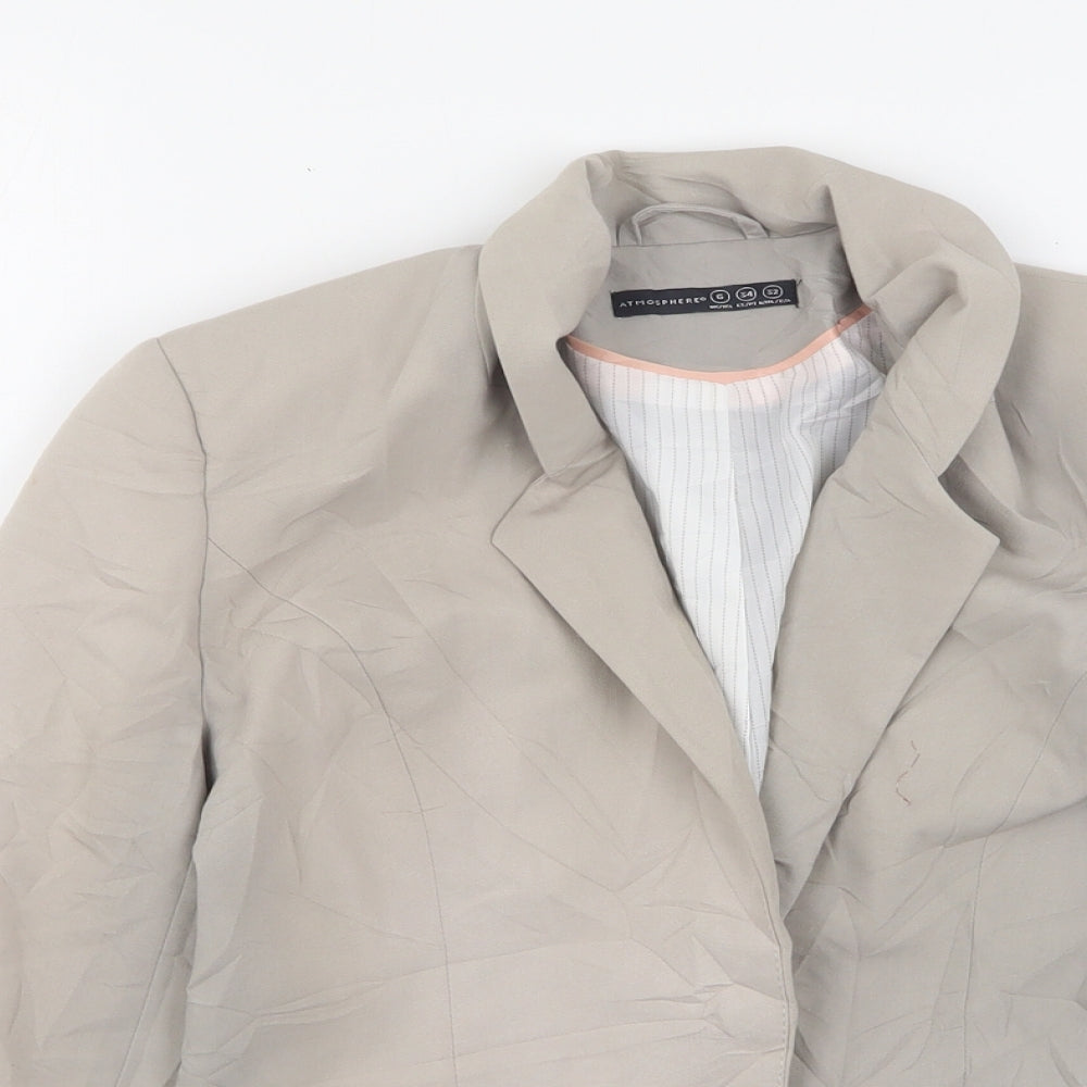 Atmosphere Womens Beige  Polyester Jacket Suit Jacket Size 6