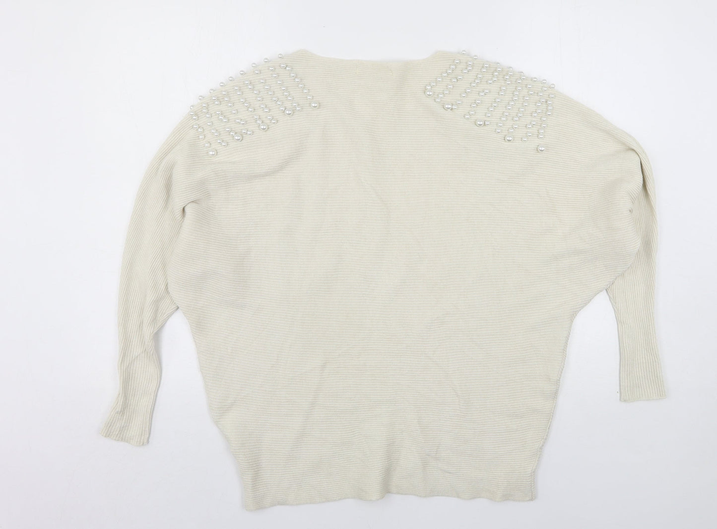 Mc Lorene Womens Beige Round Neck  Viscose Pullover Jumper One Size