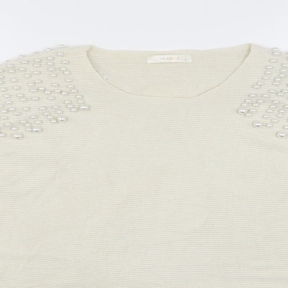 Mc Lorene Womens Beige Round Neck  Viscose Pullover Jumper One Size