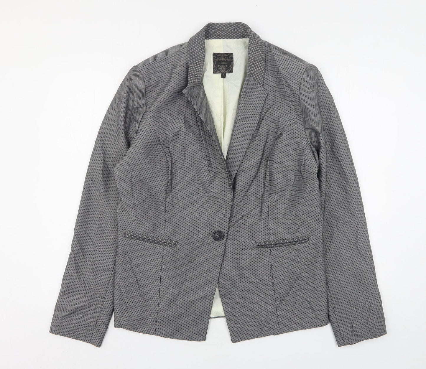 NEXT Womens Grey Geometric Polyester Jacket Suit Jacket Size 16