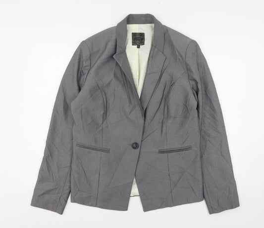 NEXT Womens Grey Geometric Polyester Jacket Suit Jacket Size 16