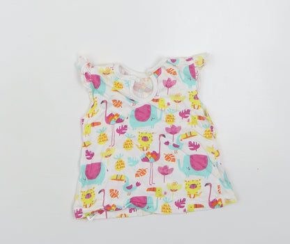 Dunnes Stores Girls Multicoloured Geometric Cotton Basic Tank Size 3-6 Months Round Neck