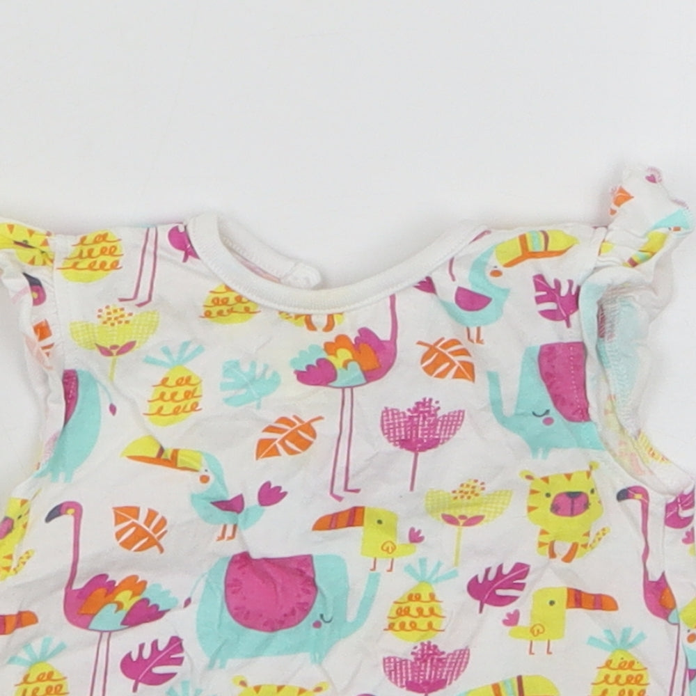 Dunnes Stores Girls Multicoloured Geometric Cotton Basic Tank Size 3-6 Months Round Neck