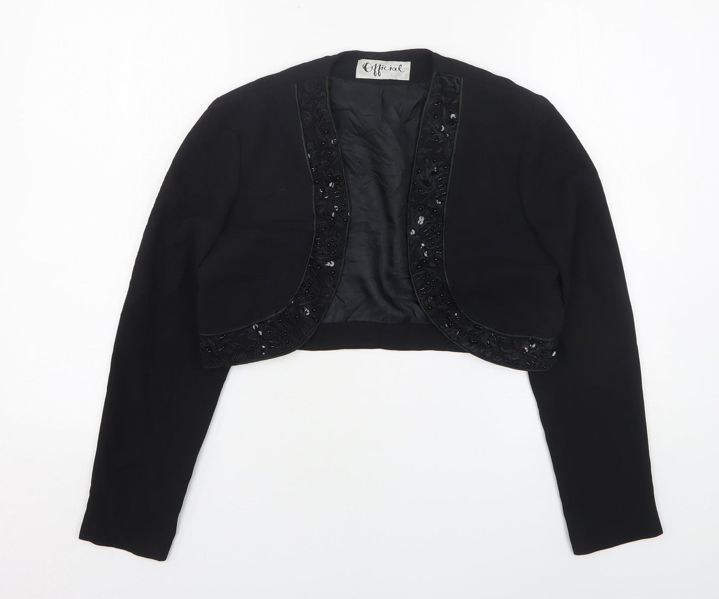 Official Womens Black  Polyester Jacket Blazer Size 10