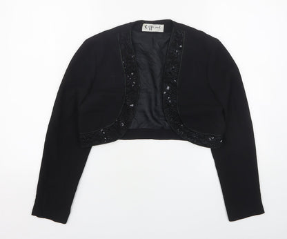 Official Womens Black  Polyester Jacket Blazer Size 10