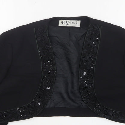 Official Womens Black  Polyester Jacket Blazer Size 10