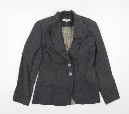 NEXT Womens Grey Striped Wool Jacket Suit Jacket Size 10