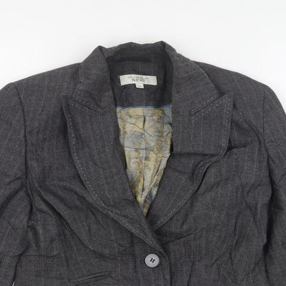 NEXT Womens Grey Striped Wool Jacket Suit Jacket Size 10