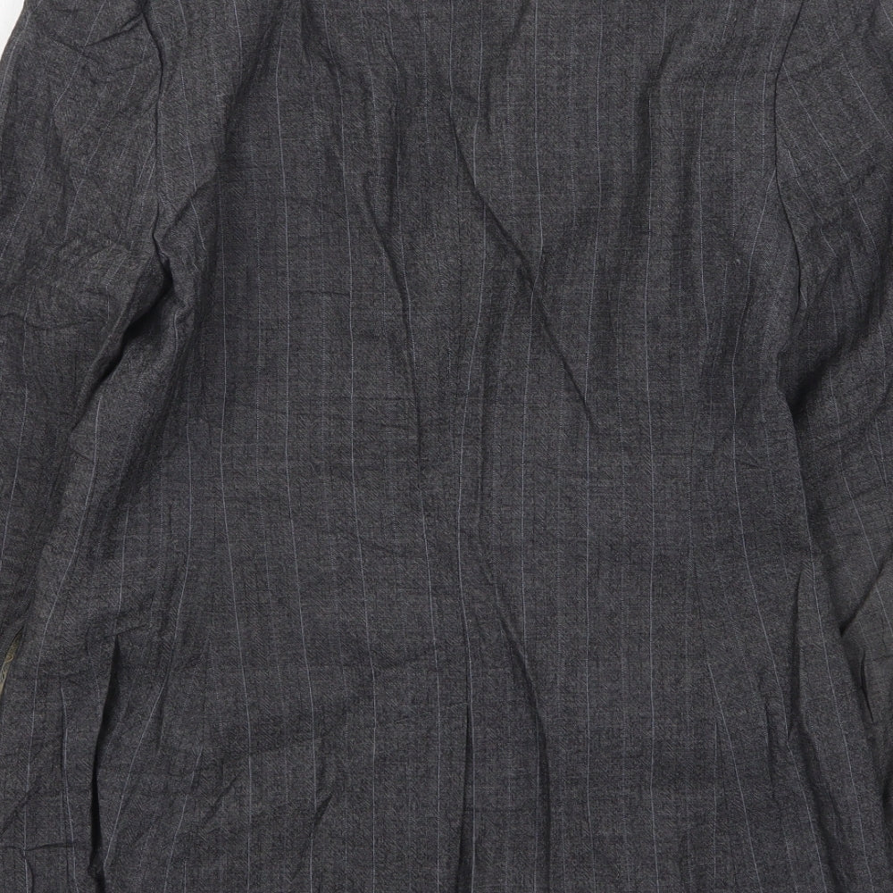 NEXT Womens Grey Striped Wool Jacket Suit Jacket Size 10