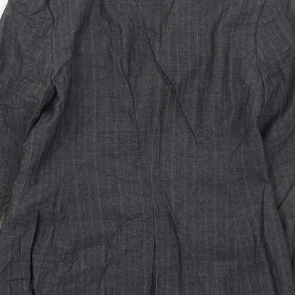 NEXT Womens Grey Striped Wool Jacket Suit Jacket Size 10