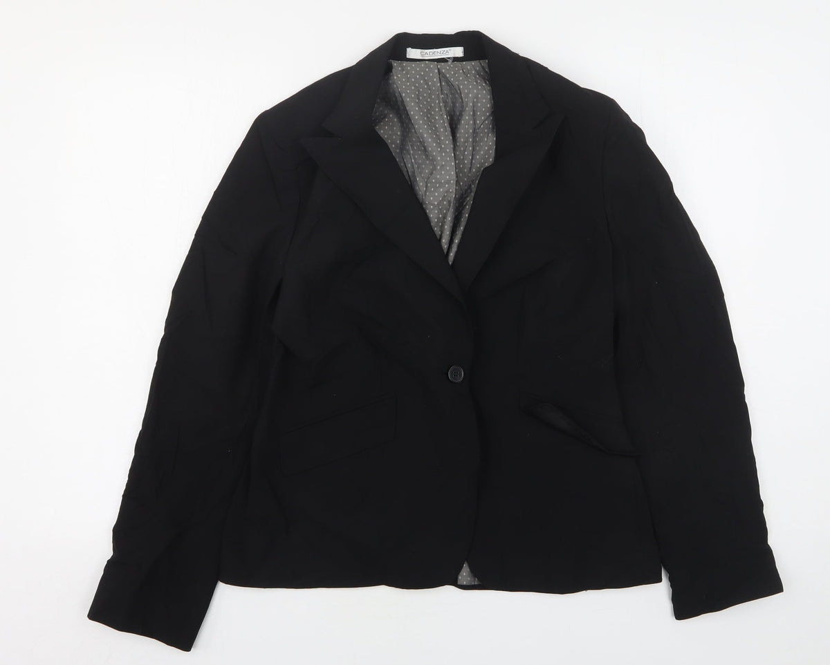 Cadenza Womens Black  Wool Jacket Suit Jacket Size 12