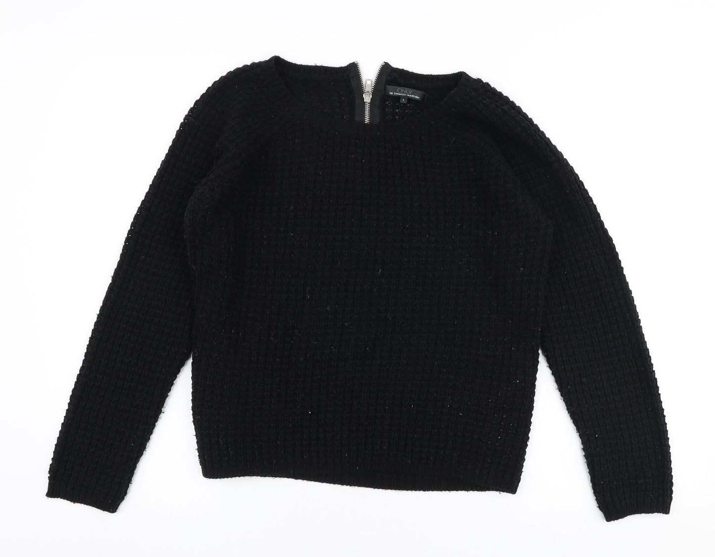 Only Womens Black Round Neck  Acrylic Pullover Jumper Size L