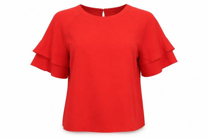 Principles Womens Red  Polyester Basic Blouse Size 16 Round Neck