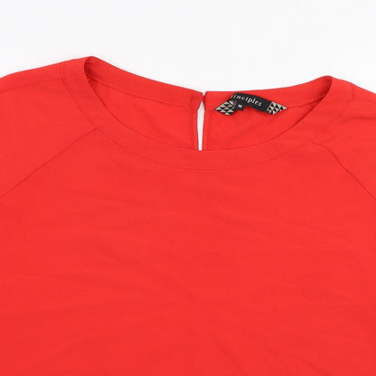 Principles Womens Red  Polyester Basic Blouse Size 16 Round Neck