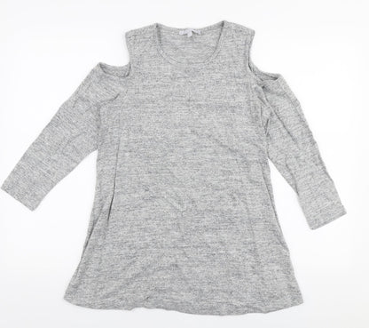Christopher Fink Womens Grey Round Neck  Viscose Pullover Jumper Size S   - Cold shoulder