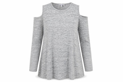 Christopher Fink Womens Grey Round Neck  Viscose Pullover Jumper Size S   - Cold shoulder