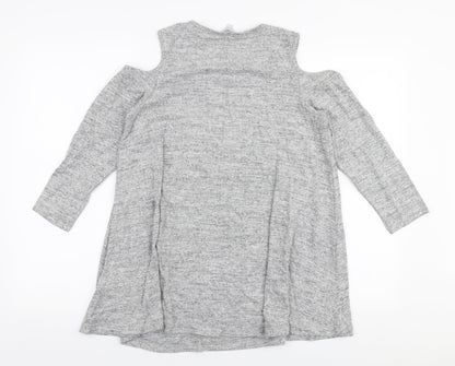 Christopher Fink Womens Grey Round Neck  Viscose Pullover Jumper Size S   - Cold shoulder