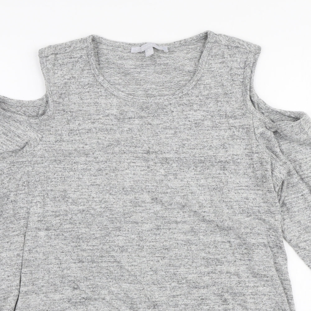 Christopher Fink Womens Grey Round Neck  Viscose Pullover Jumper Size S   - Cold shoulder