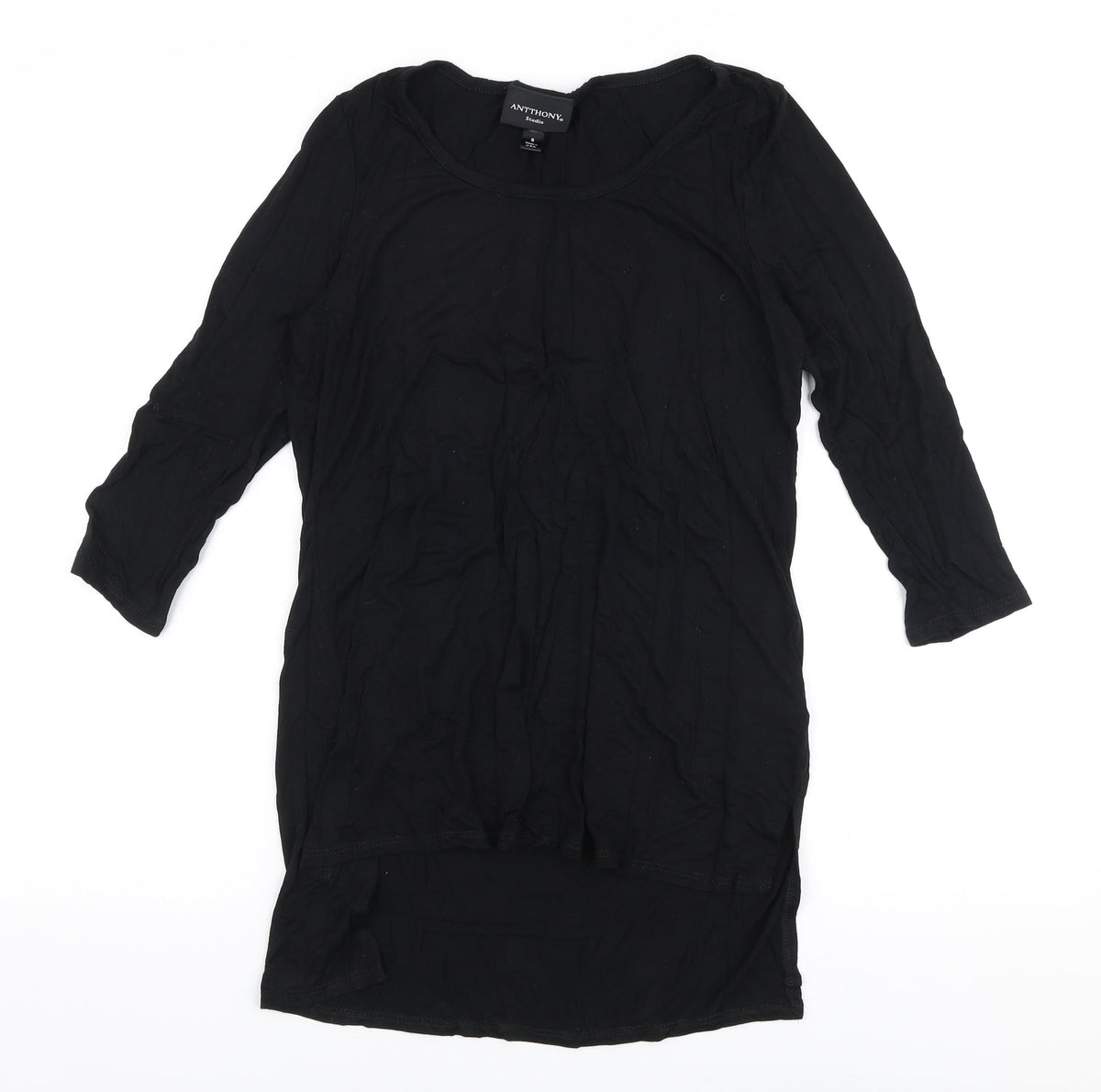 Anthony Studio Womens Black  Viscose Jersey Blouse Size S Round Neck