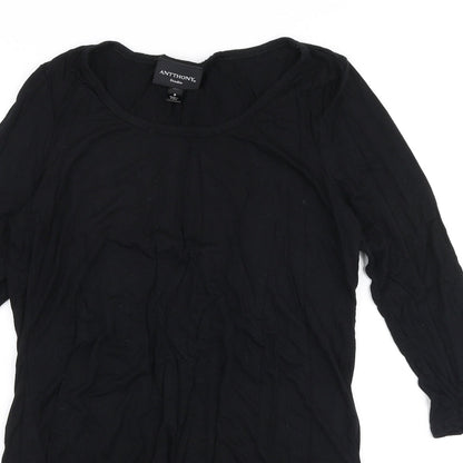 Anthony Studio Womens Black  Viscose Jersey Blouse Size S Round Neck