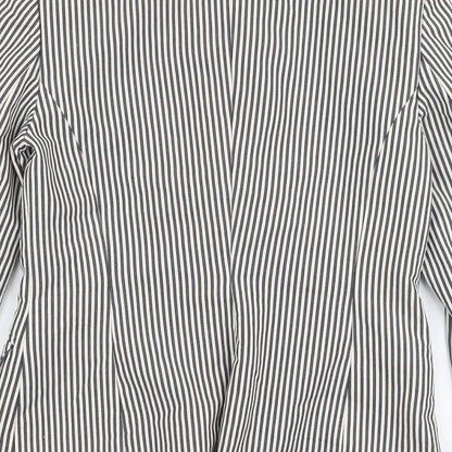 MNG Womens White Striped  Jacket Blazer Size 8  Button