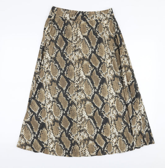 F&F Womens Multicoloured Animal Print Polyester Pleated Skirt Size 8
