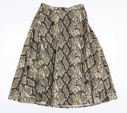 F&F Womens Multicoloured Animal Print Polyester Pleated Skirt Size 8