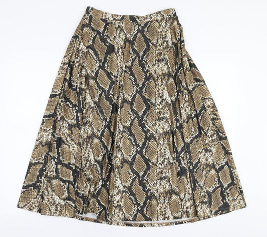 F&F Womens Multicoloured Animal Print Polyester Pleated Skirt Size 8