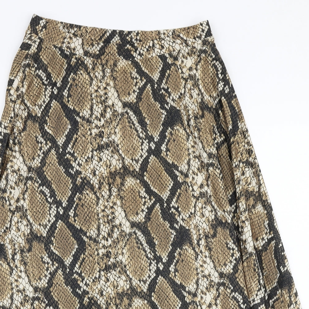 F&F Womens Multicoloured Animal Print Polyester Pleated Skirt Size 8