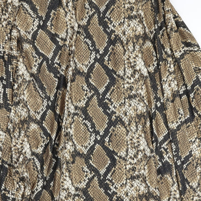 F&F Womens Multicoloured Animal Print Polyester Pleated Skirt Size 8