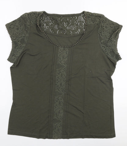 Womens UK Size M Preworn Green Jersey T-Shirt