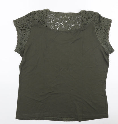 Womens UK Size M Preworn Green Jersey T-Shirt
