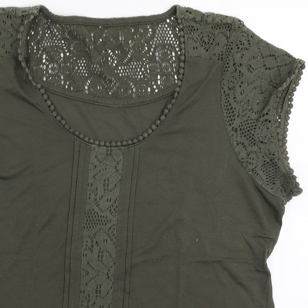 Womens UK Size M Preworn Green Jersey T-Shirt