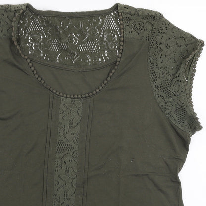 Womens UK Size M Preworn Green Jersey T-Shirt