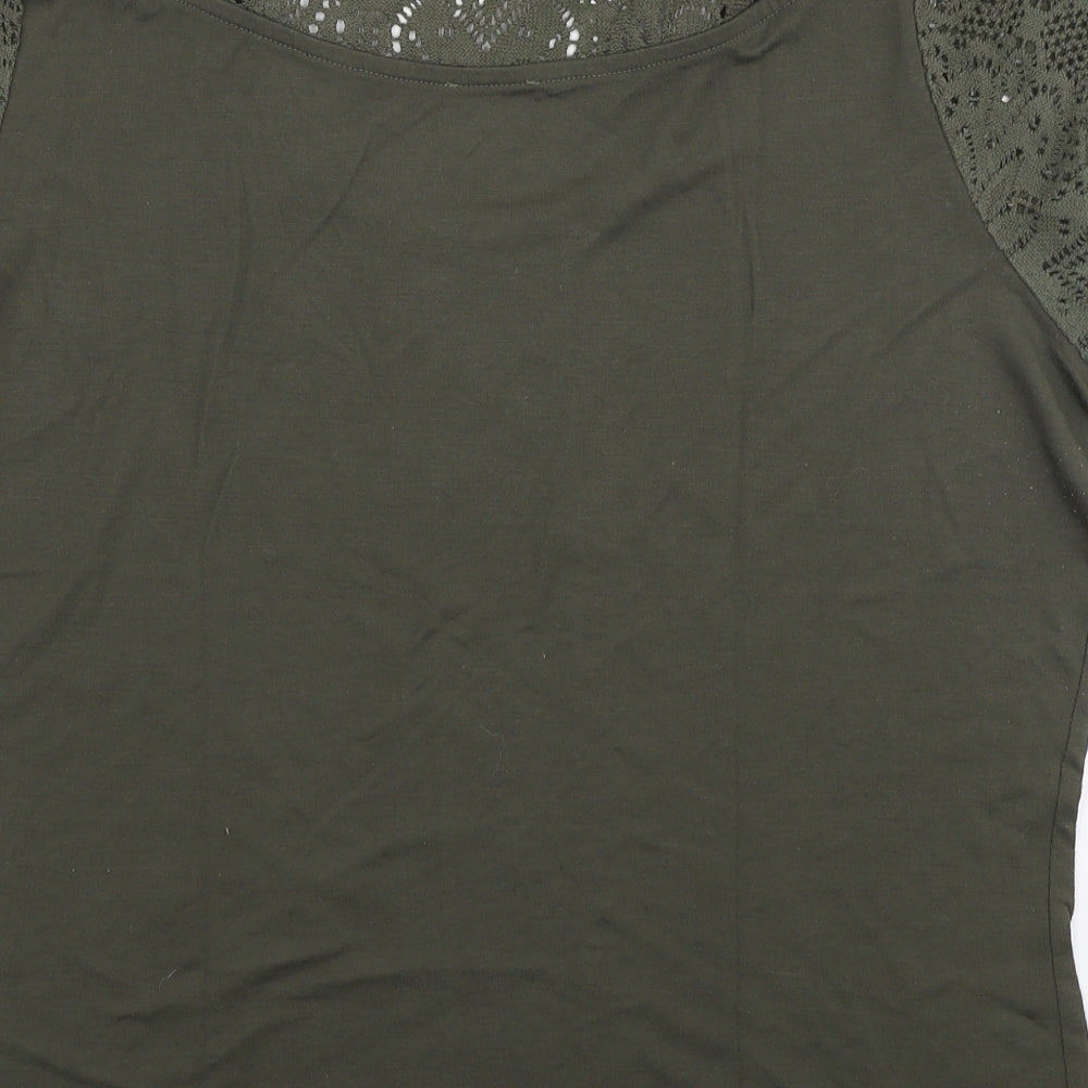 Womens UK Size M Preworn Green Jersey T-Shirt