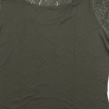 Womens UK Size M Preworn Green Jersey T-Shirt