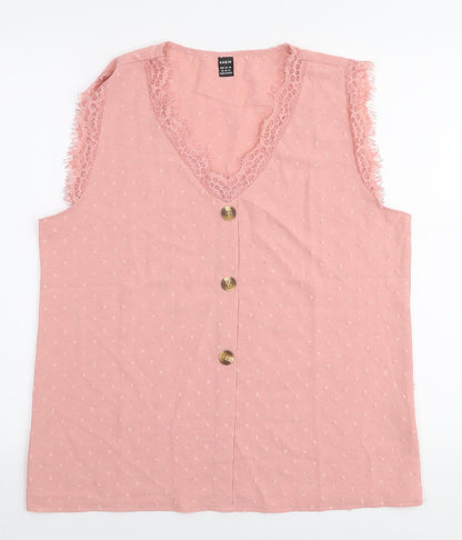 SheIn Womens Pink  Polyester Basic Blouse Size XL V-Neck