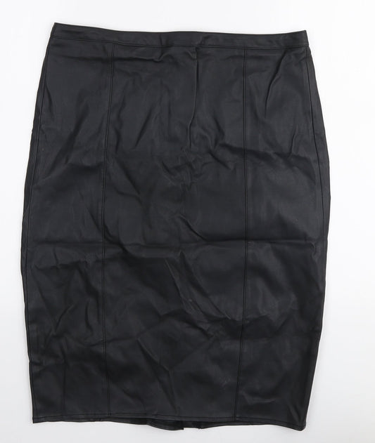 Dorothy Perkins Womens Black  Polyester A-Line Skirt Size 12   Zip