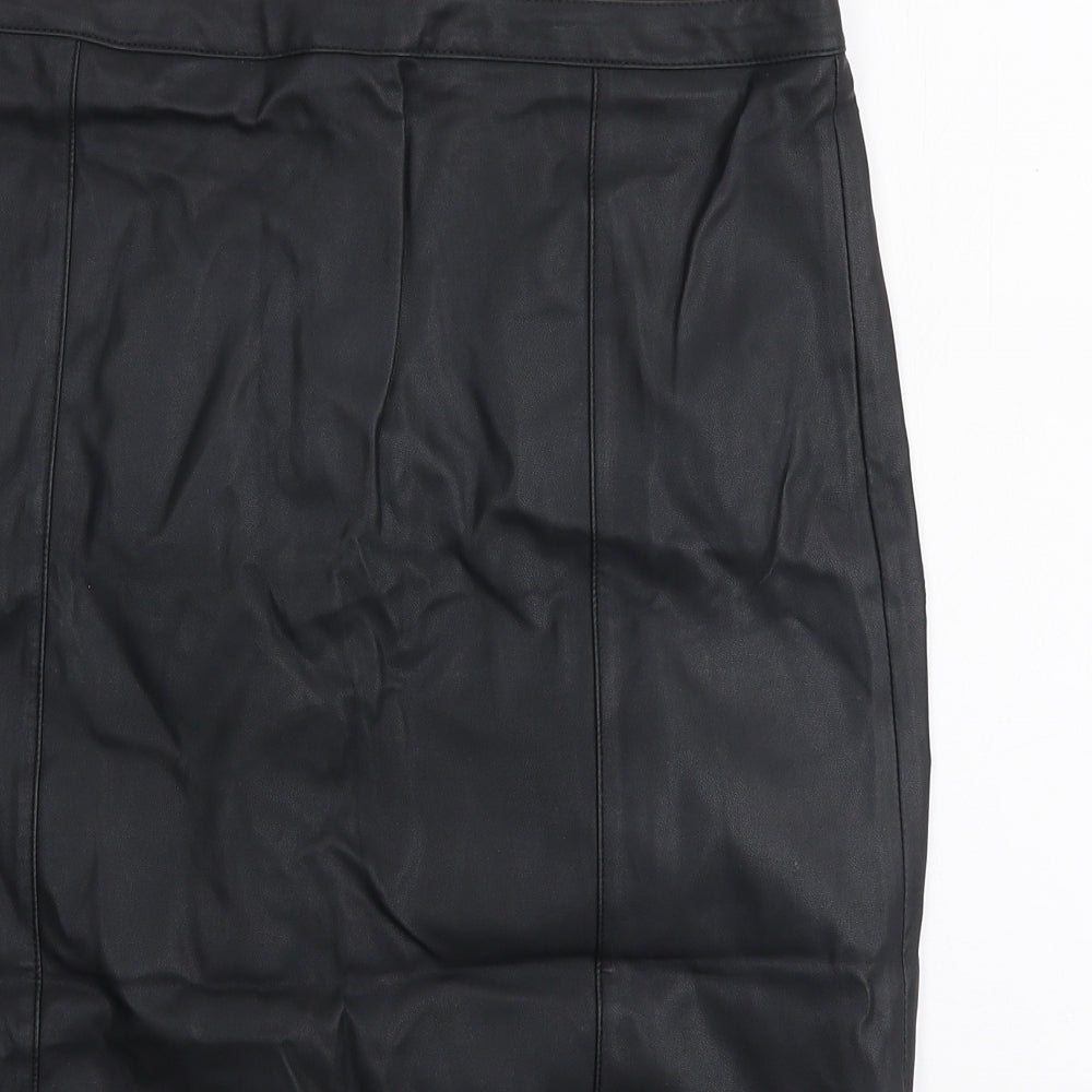 Dorothy Perkins Womens Black  Polyester A-Line Skirt Size 12   Zip
