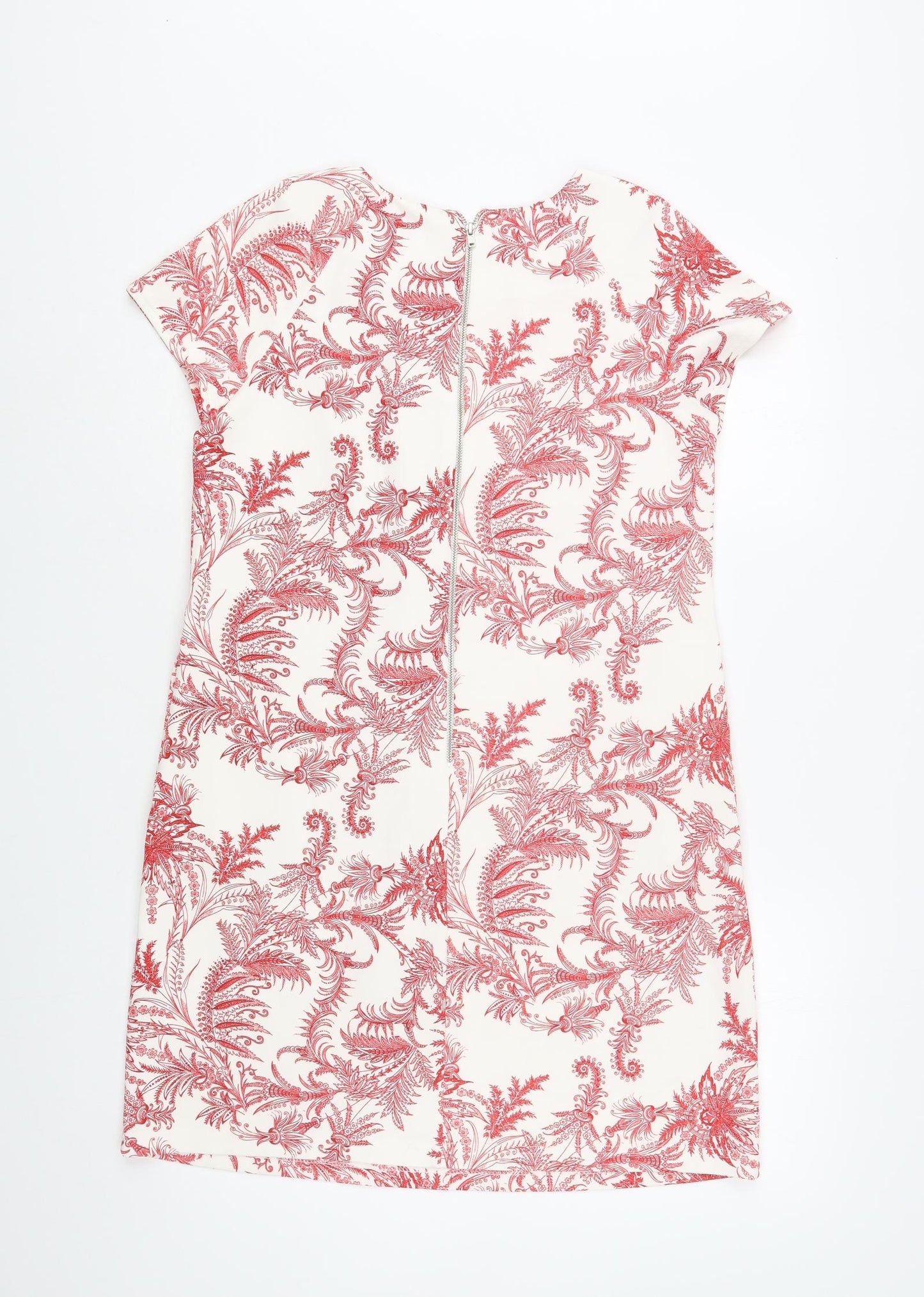 Atmosphere Womens White Paisley Polyester Pencil Dress  Size 10  Boat Neck Zip