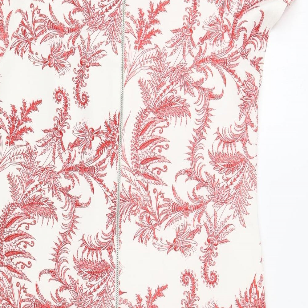 Atmosphere Womens White Paisley Polyester Pencil Dress  Size 10  Boat Neck Zip
