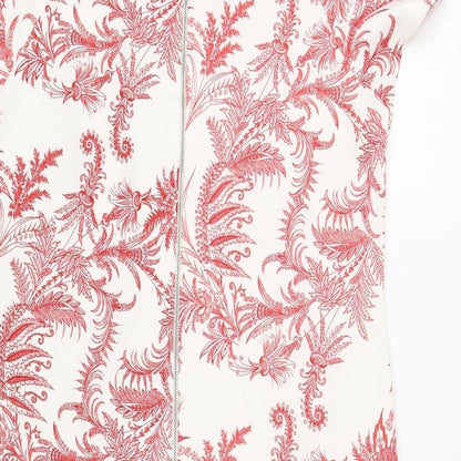 Atmosphere Womens White Paisley Polyester Pencil Dress  Size 10  Boat Neck Zip