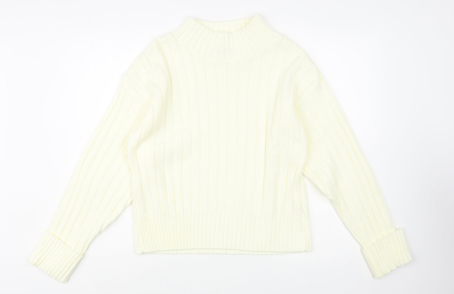 Chemistry Womens Ivory Mock Neck  Acrylic Pullover Jumper Size M