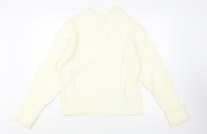 Chemistry Womens Ivory Mock Neck  Acrylic Pullover Jumper Size M