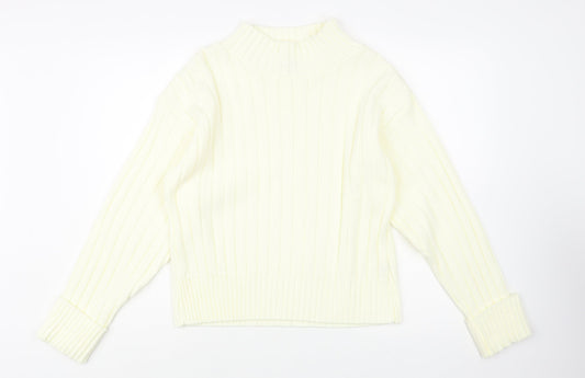 Chemistry Womens Ivory Mock Neck  Acrylic Pullover Jumper Size M